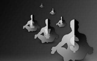 Currency image with meditaing figures